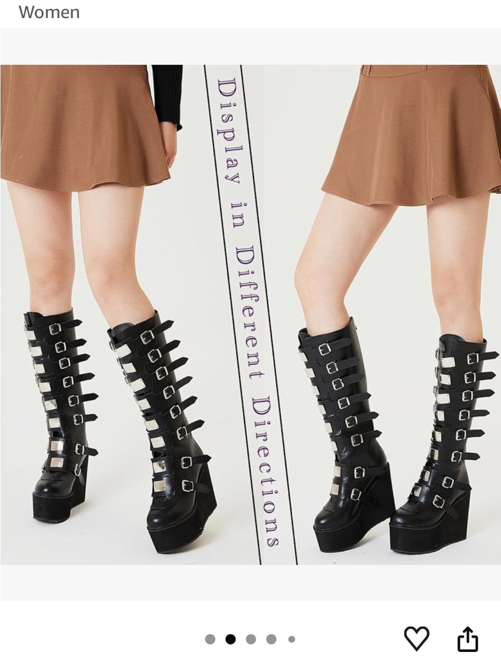 Gothic Black Knee-High Buckle Platform Boots - Women